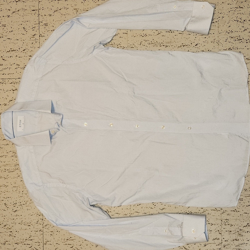Eton Slim Fit Micro Pattern Long Sleeve Button Down Casual Dress Shirt